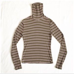American Apparel Green Pink Stripe Turtleneck Sz S